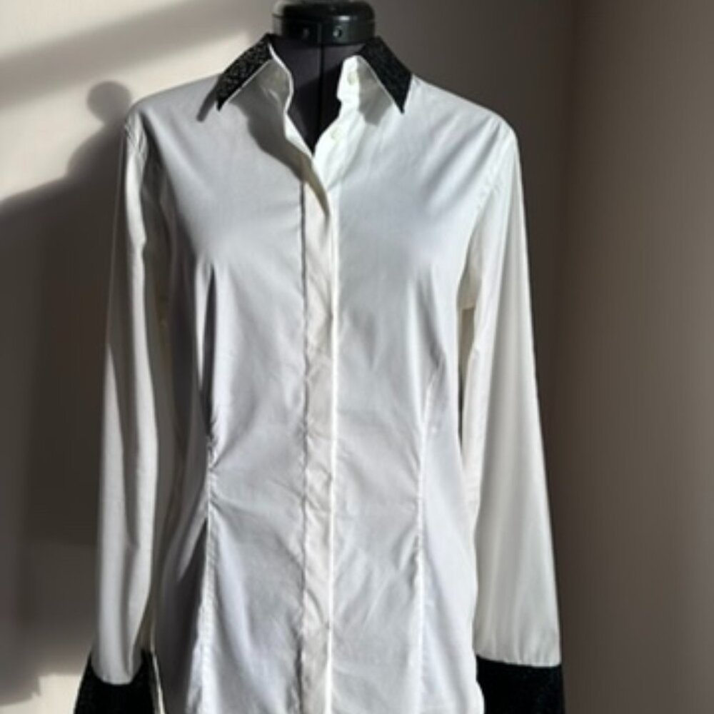 Max Volmary White Dress Shirt – Classic Button-Up with Sequin Details